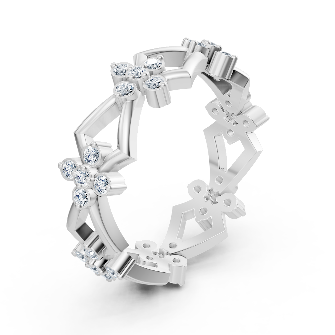 Bague diamant Birgie en or blanc 14 carats avec diamants ronds taille brillant