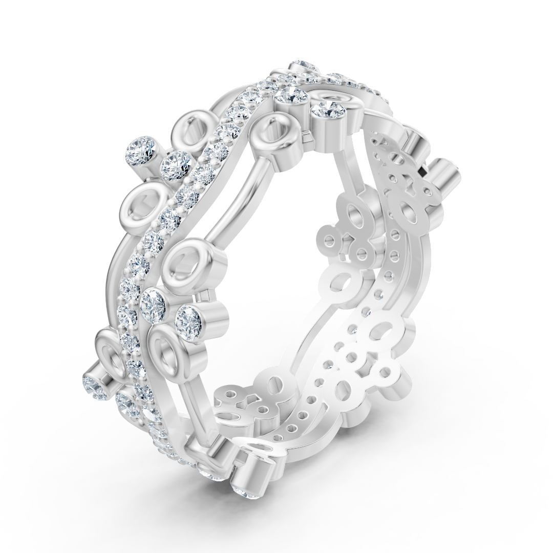 Bague cercle ludique en diamant - or blanc 14 carats, environ 0,51 carat