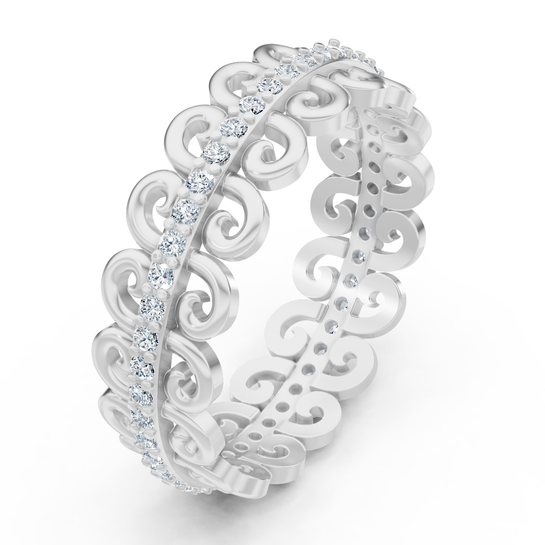 Bague diamant gracieuse à motif escargot - Or blanc 14 carats, environ 0,28 carat