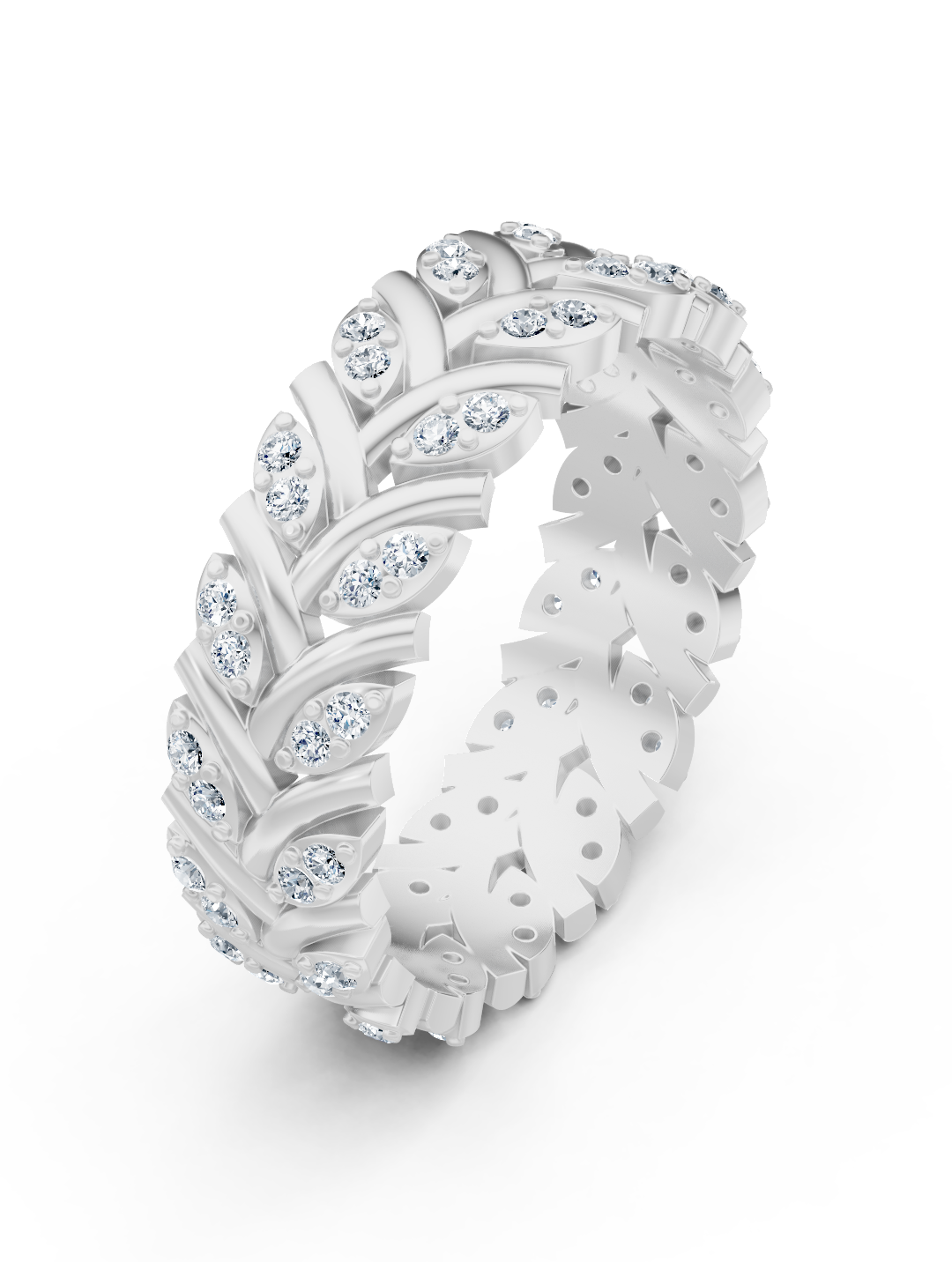 Bague d'éternité Birgie en or blanc 14 carats avec diamants