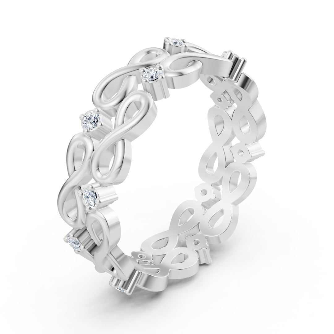 Bague en or blanc avec diamant et motif infini