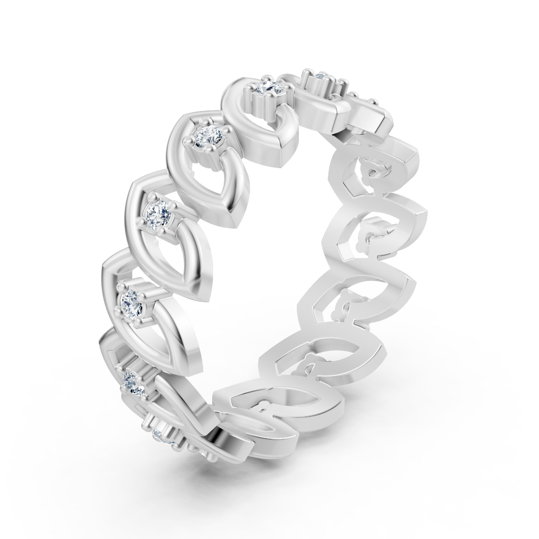 Bague élégante en or blanc avec diamants taille ronde – design délicat