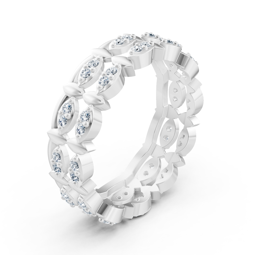 Bague d'éternité Birgie en or blanc 14 carats et diamants – Élégance marquise intemporelle