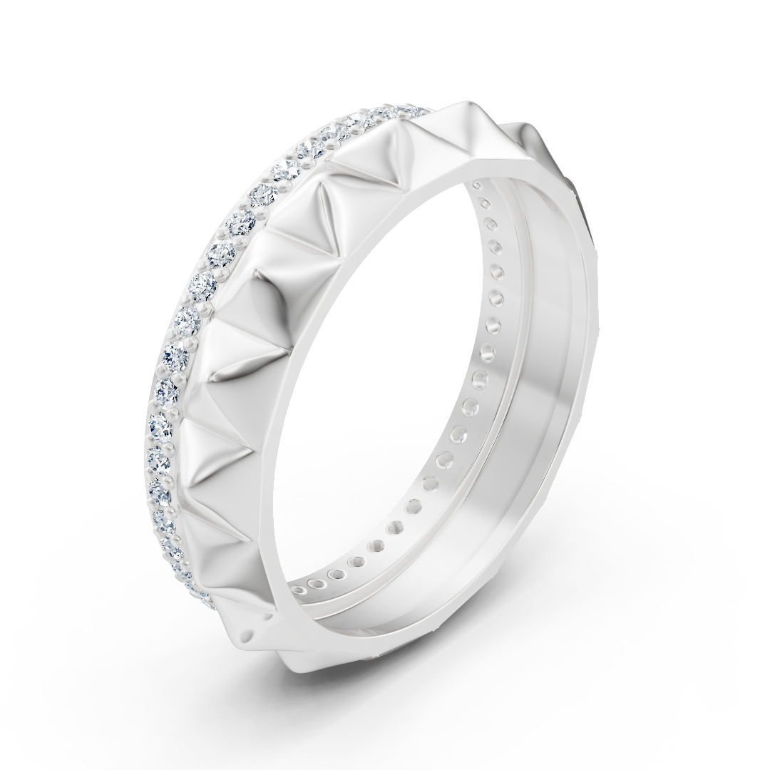 Bague élégante en or blanc avec diamants ronds en forme de griffes