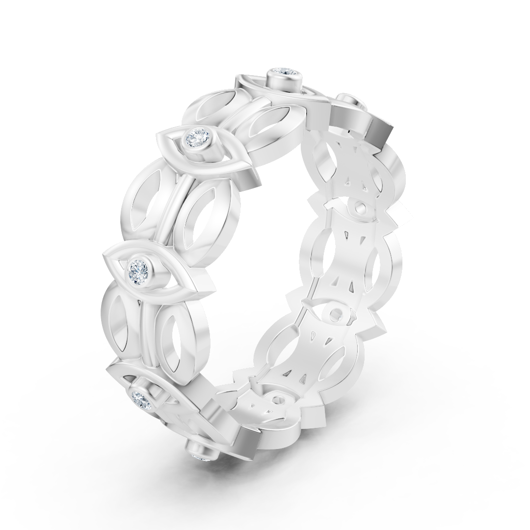 Bague en or blanc avec diamants ronds