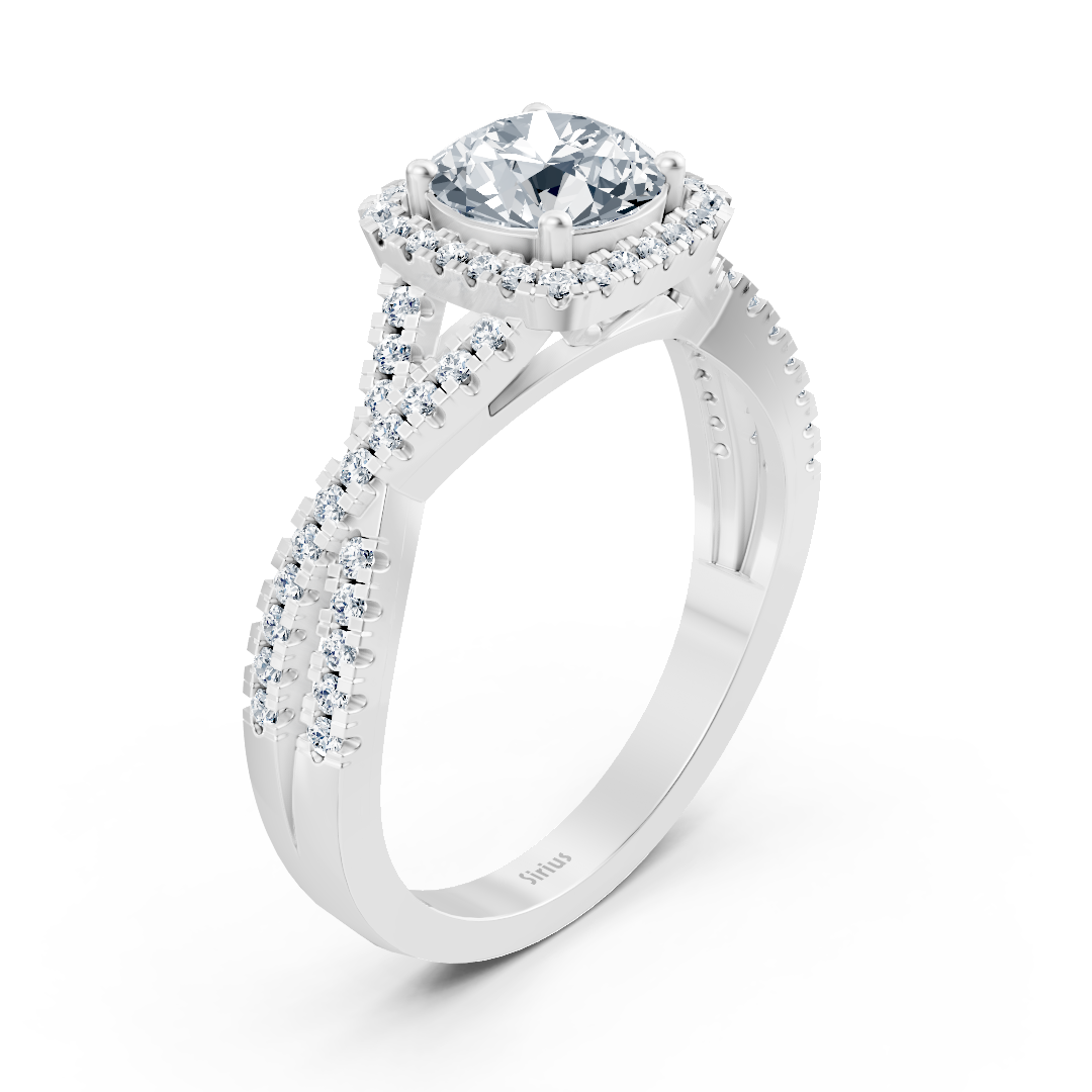 Bague de fiançailles Birgie Passion Halo en or blanc avec diamants