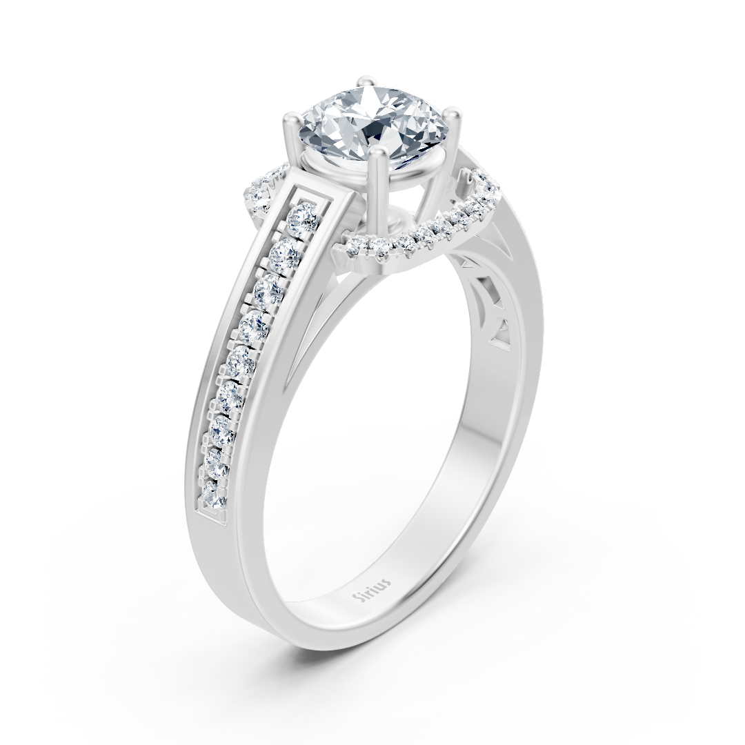 Bague élégante en or blanc avec diamants sur le côté