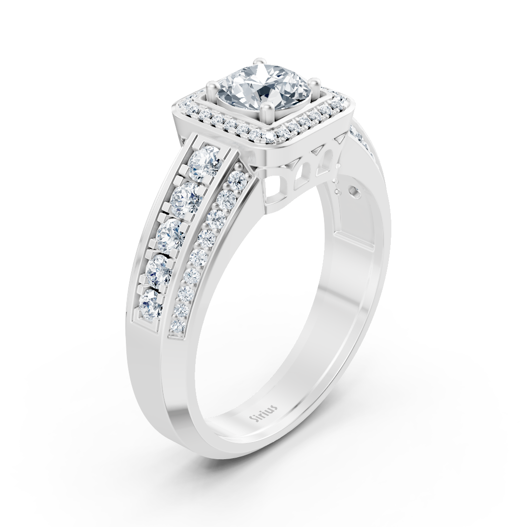 Bague en or blanc 14 carats avec diamant taille princesse de 1,41 carat