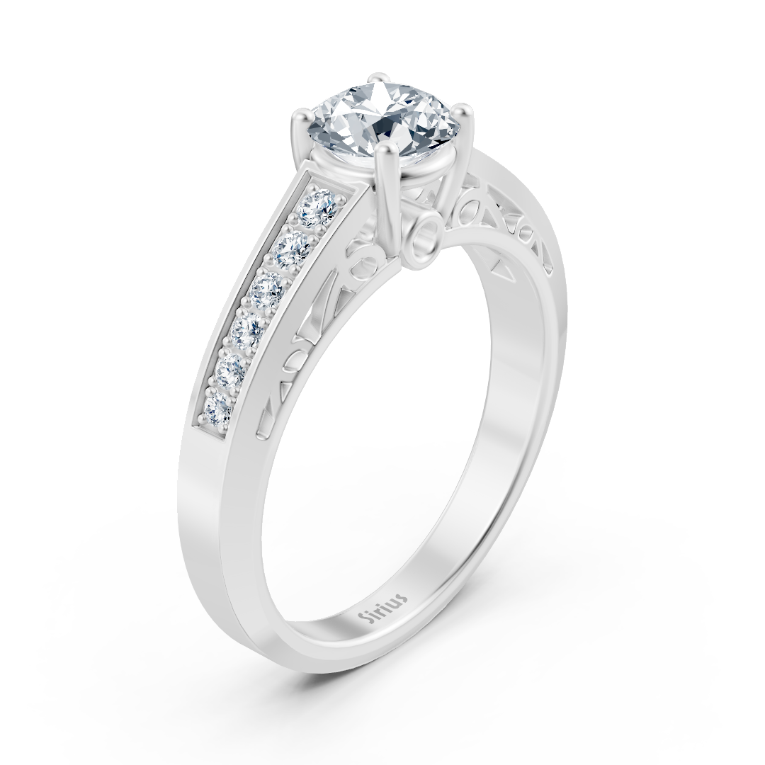 Bague Birgie en or blanc avec diamants taille ronde sertis en canal