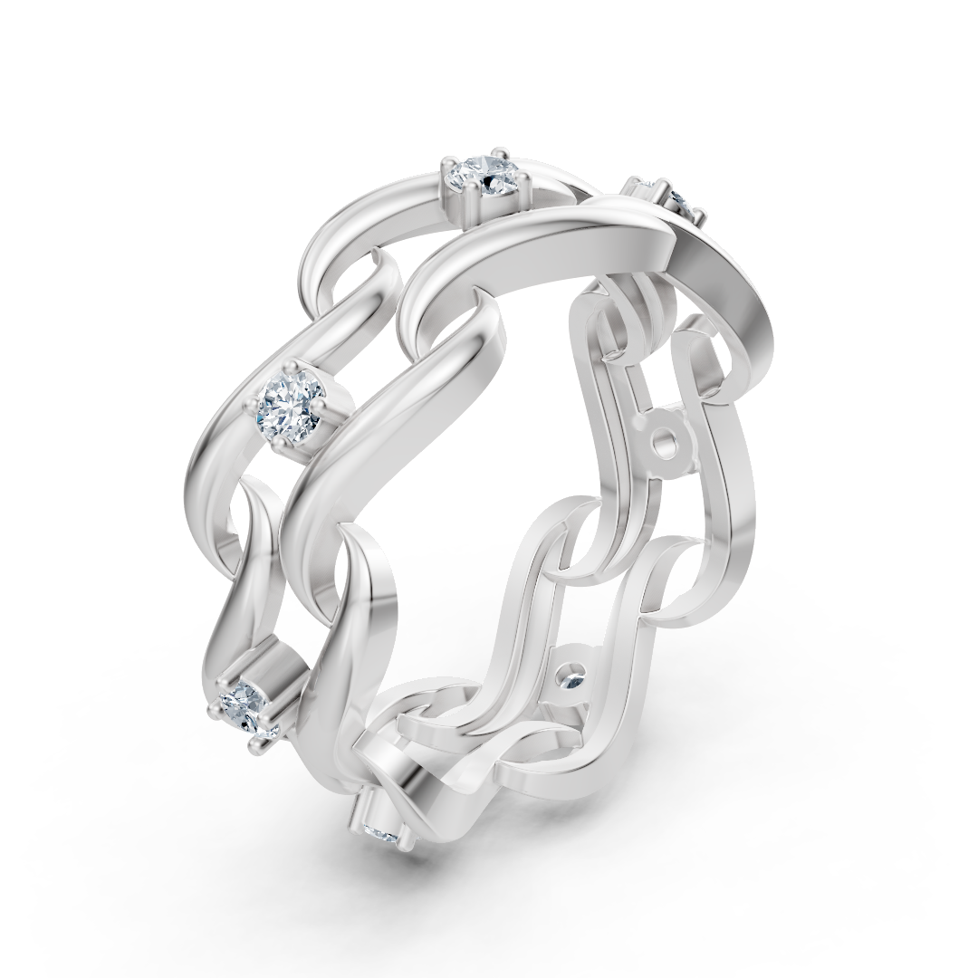 Anneau de diamant en or blanc exclusif 14K avec une coupe ronde brillante