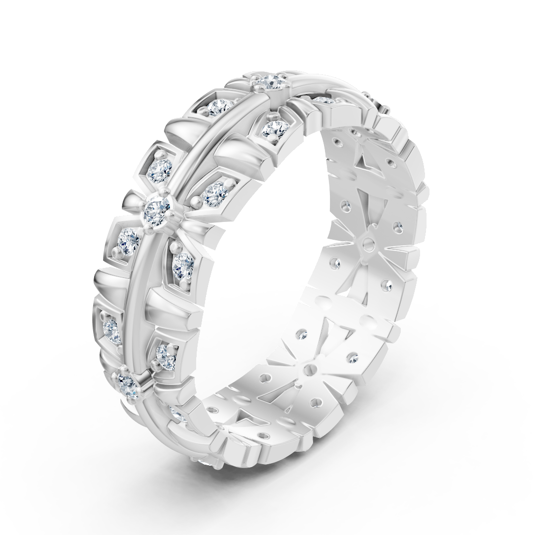 Bague en or blanc 14 carats avec diamants - une élégance intemporelle au quotidien