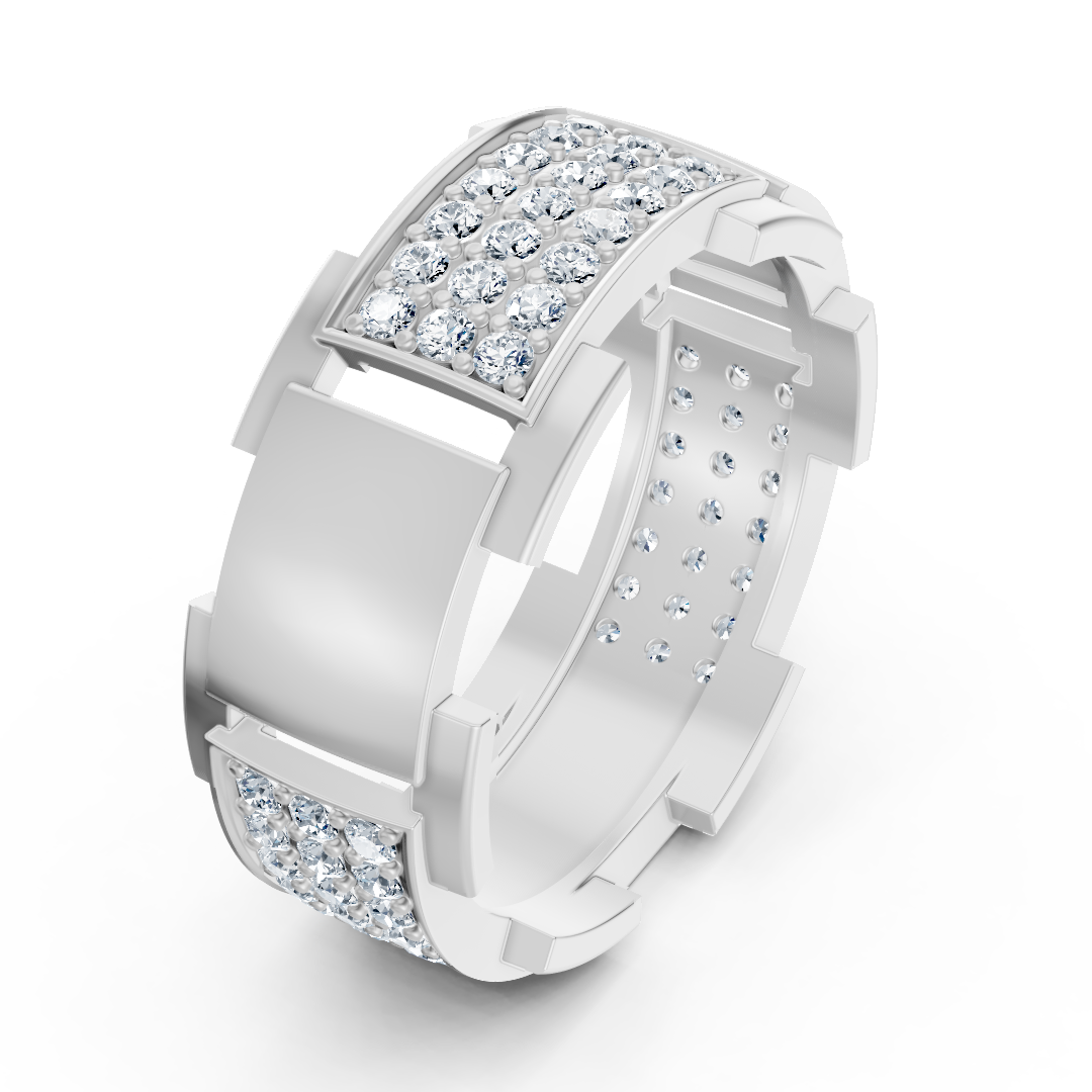 Alliance design en or 14 carats avec diamants