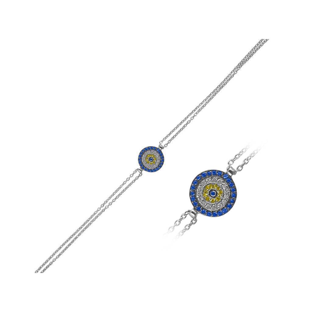 Bracelet œil bleu diamant et saphir