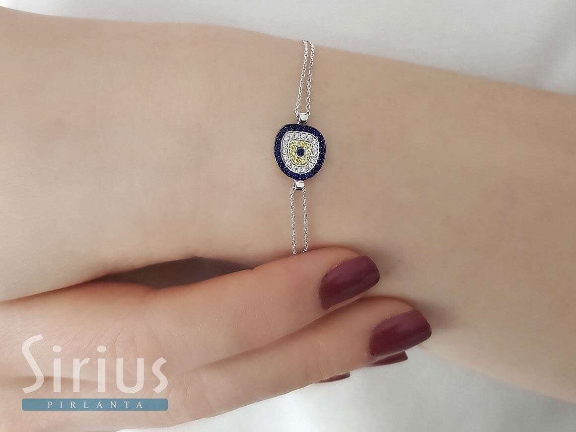 Bracelet Yeux Bleus Diamants et Saphirs