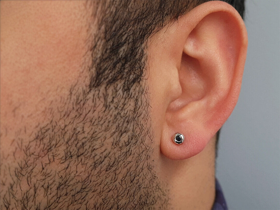 0.07 Carat Black Diamond Men's Stud Earrings