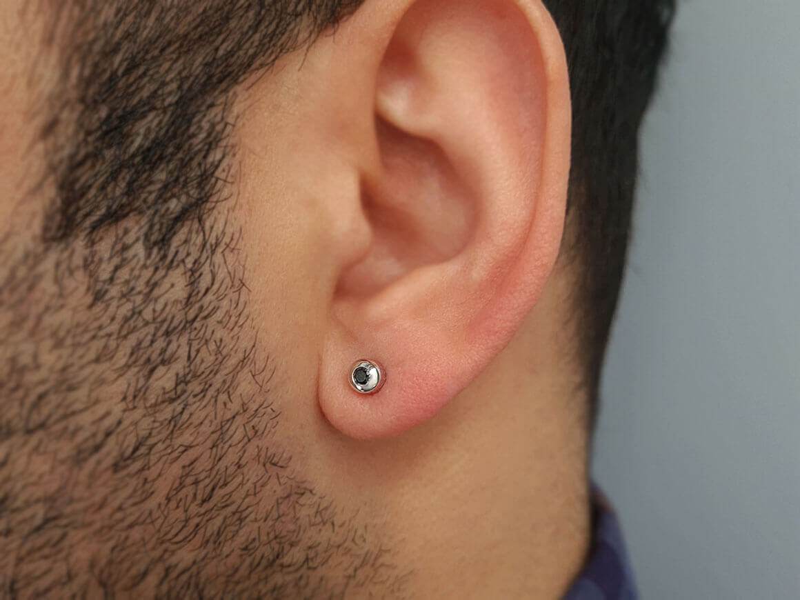 0.07 Carat Black Diamond Men's Stud Earrings