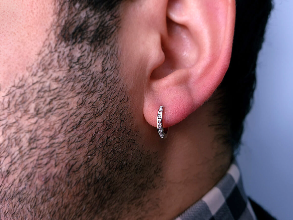 Diamond Men's Hoop Earrings