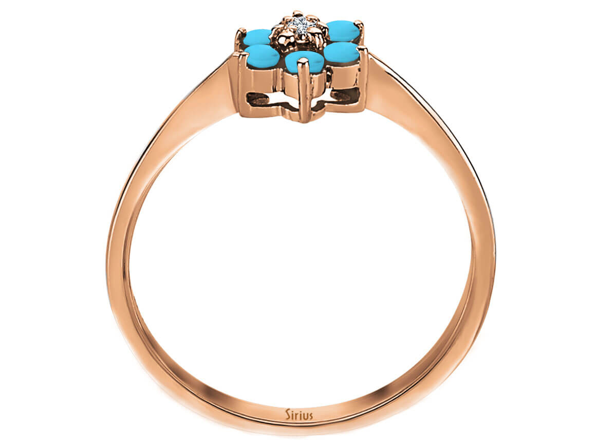 Bague marguerite diamant et turquoise