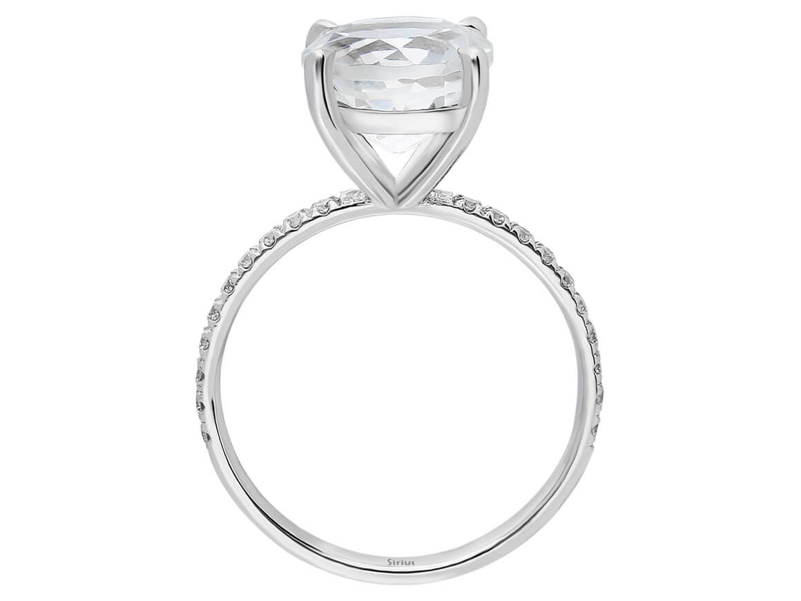 Bague diamant et topaze blanche