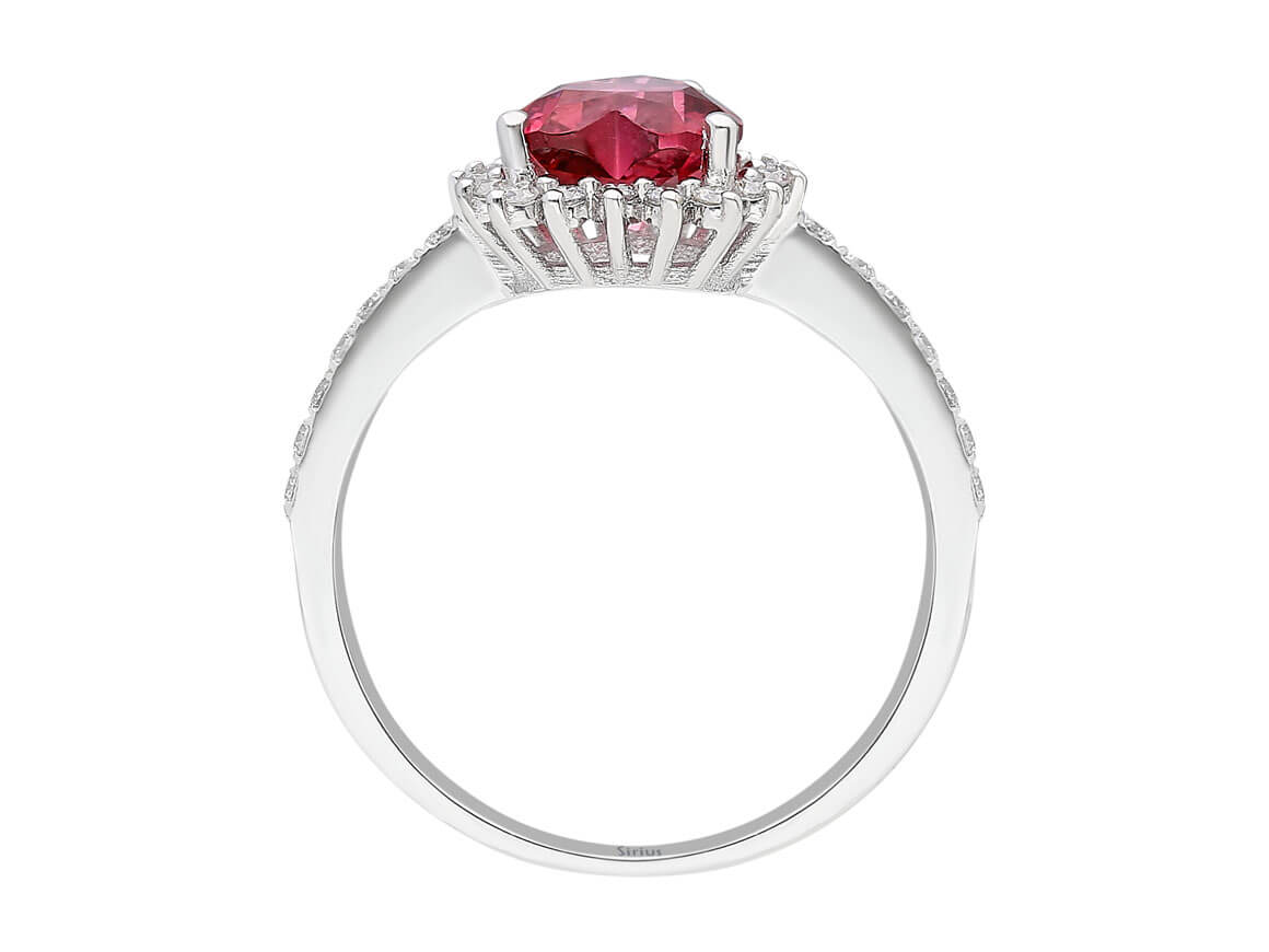Bague tourmaline diamant et coeur