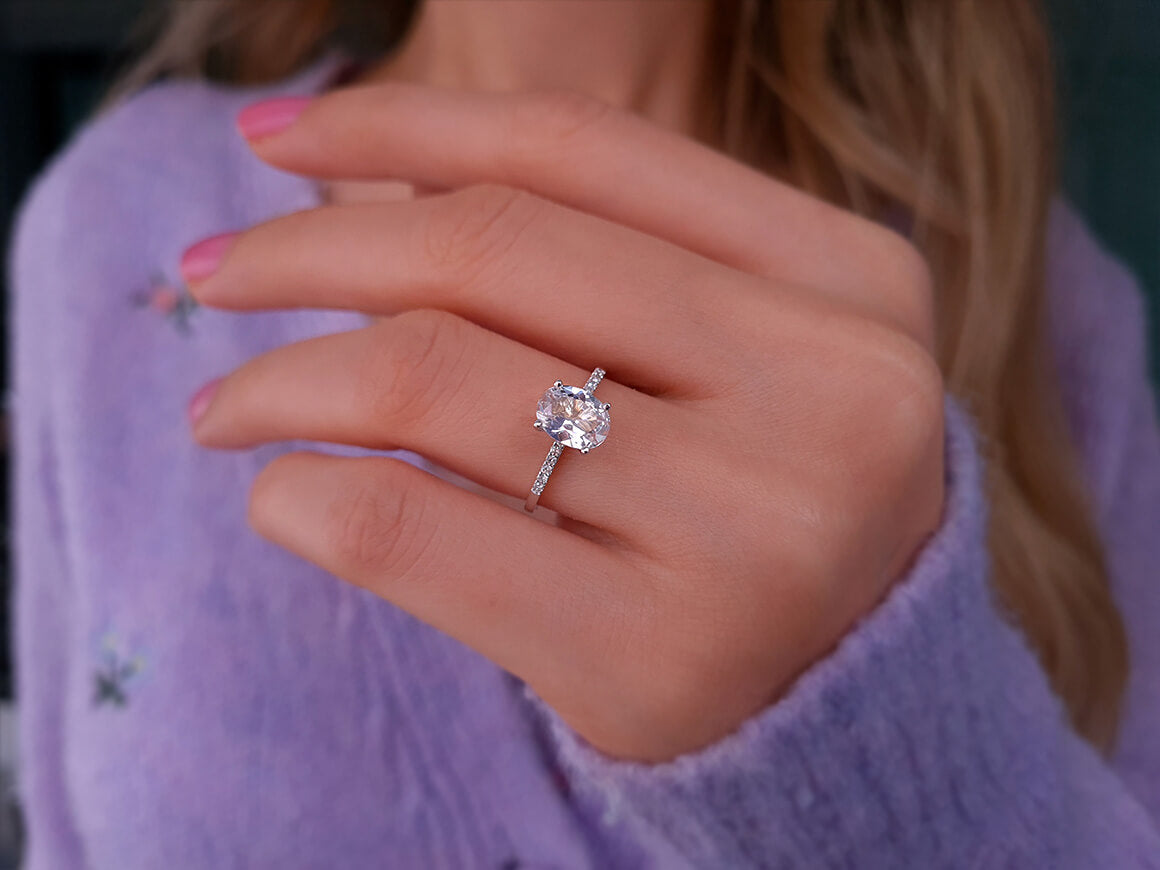 Diamond and White Topaz Ring
