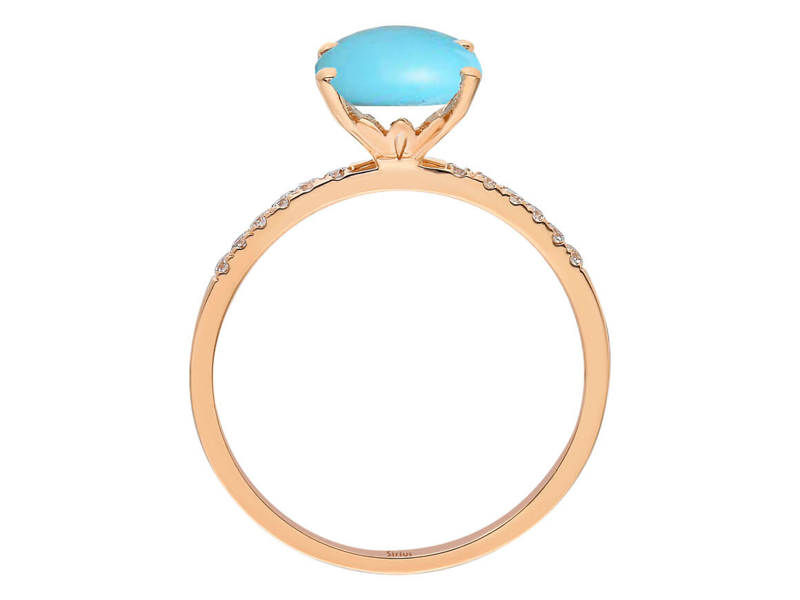 Bague Diamant et Turquoise Ovale