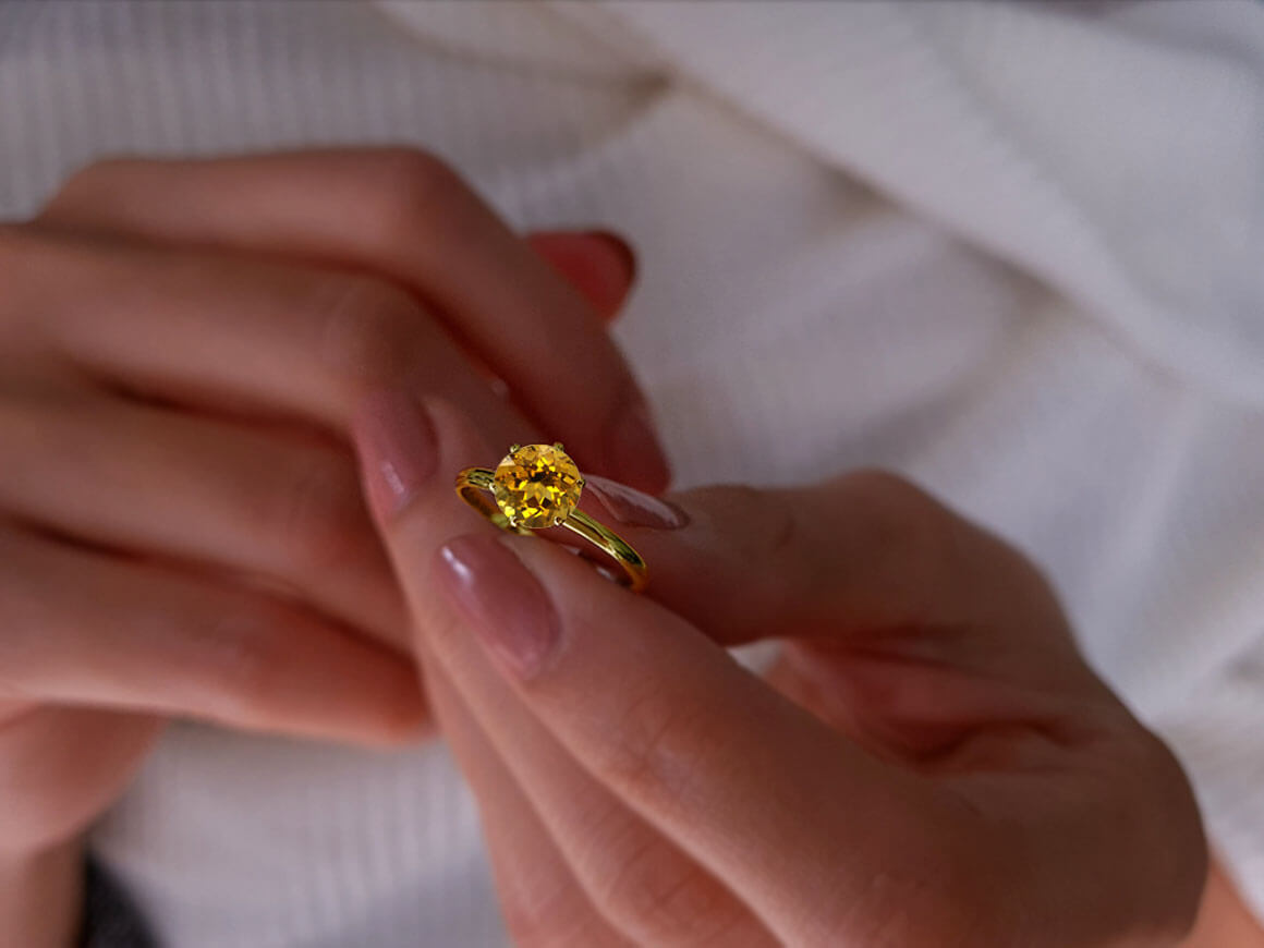 Bague vintage diamant et citrine