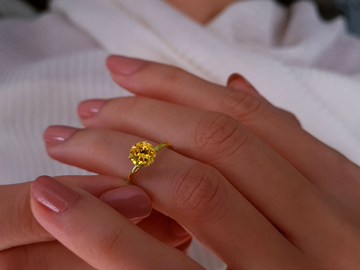 Bague vintage diamant et citrine