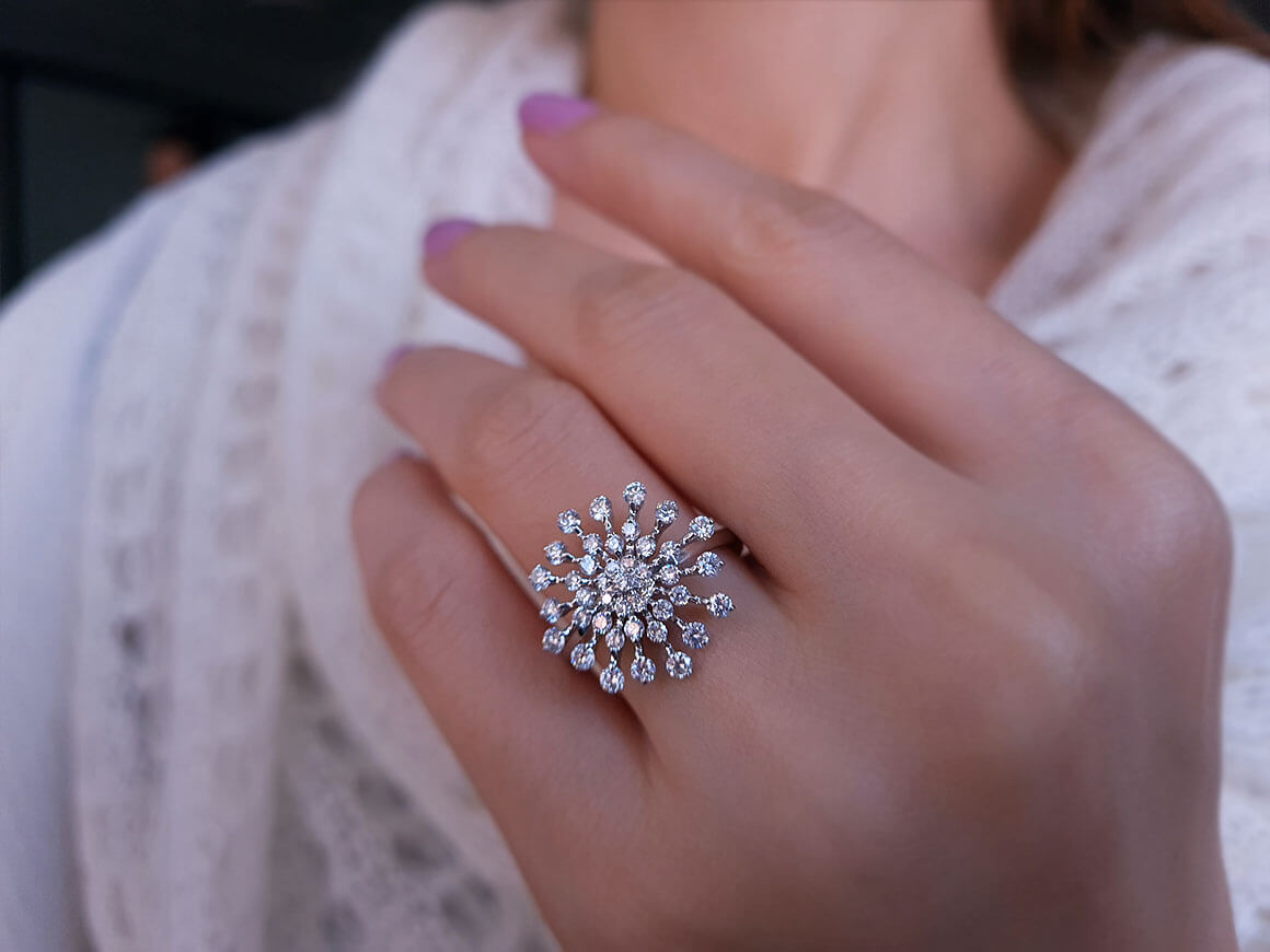 Bague flocon de neige en diamant