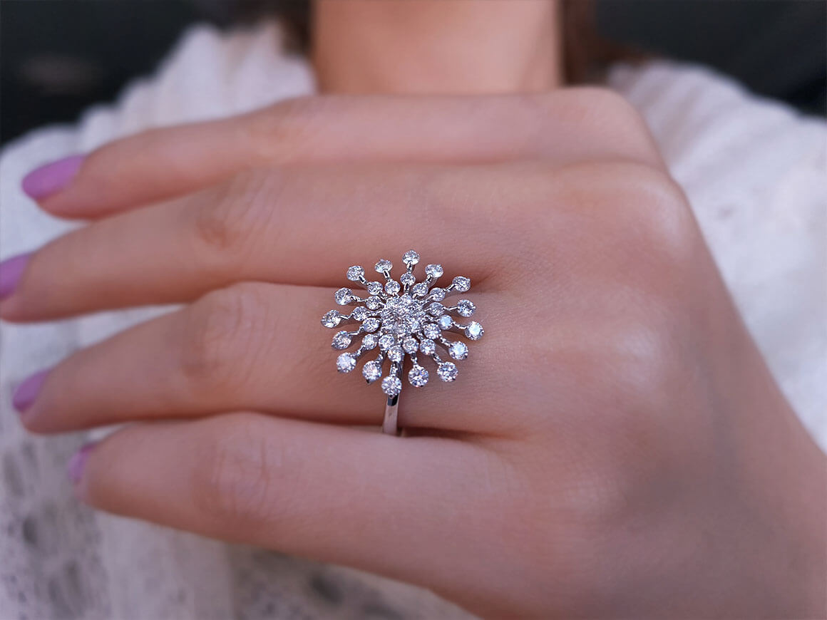 Bague flocon de neige en diamant