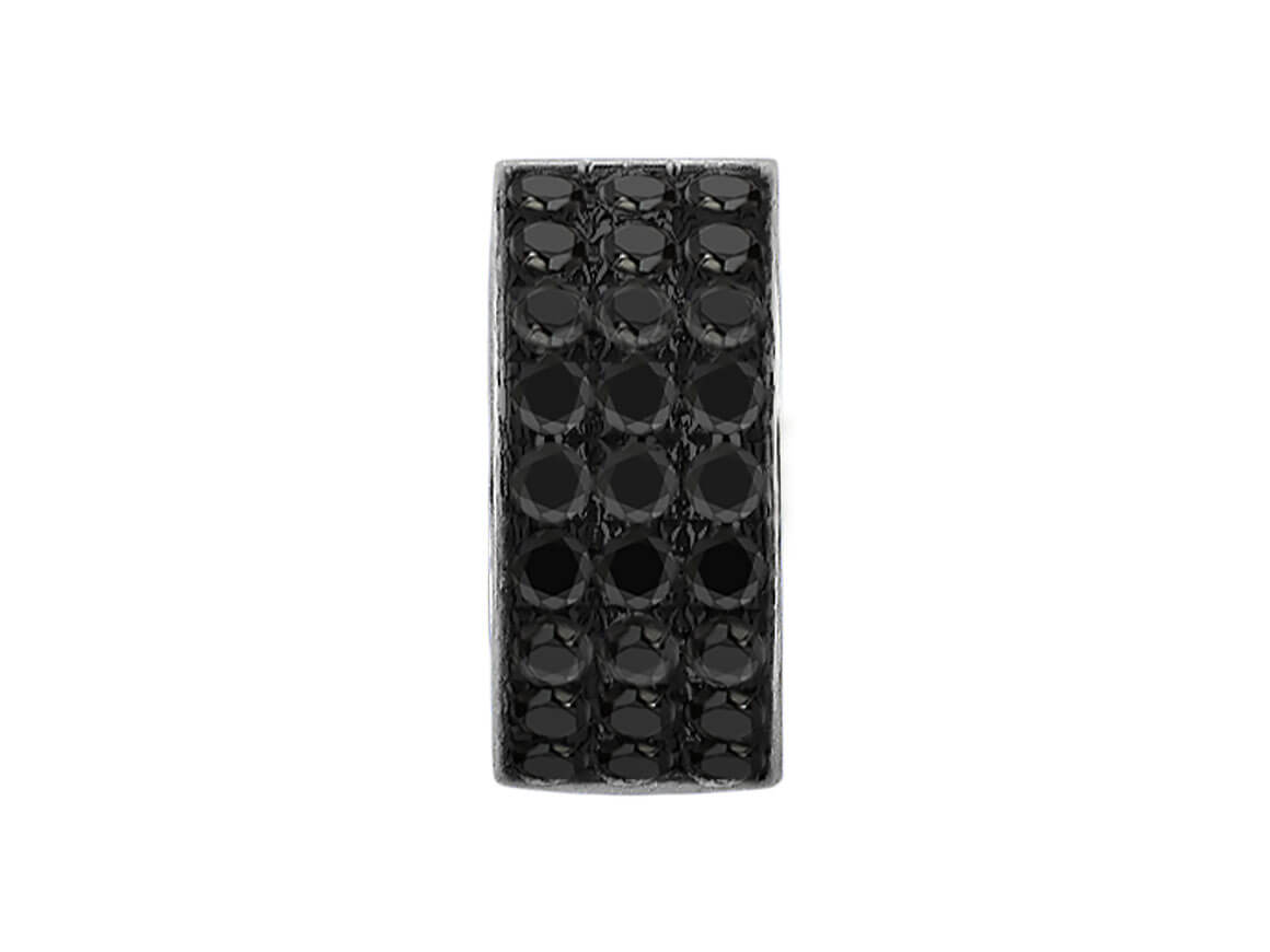 Boucles d'oreilles créoles pour hommes à trois rangées de diamants noirs