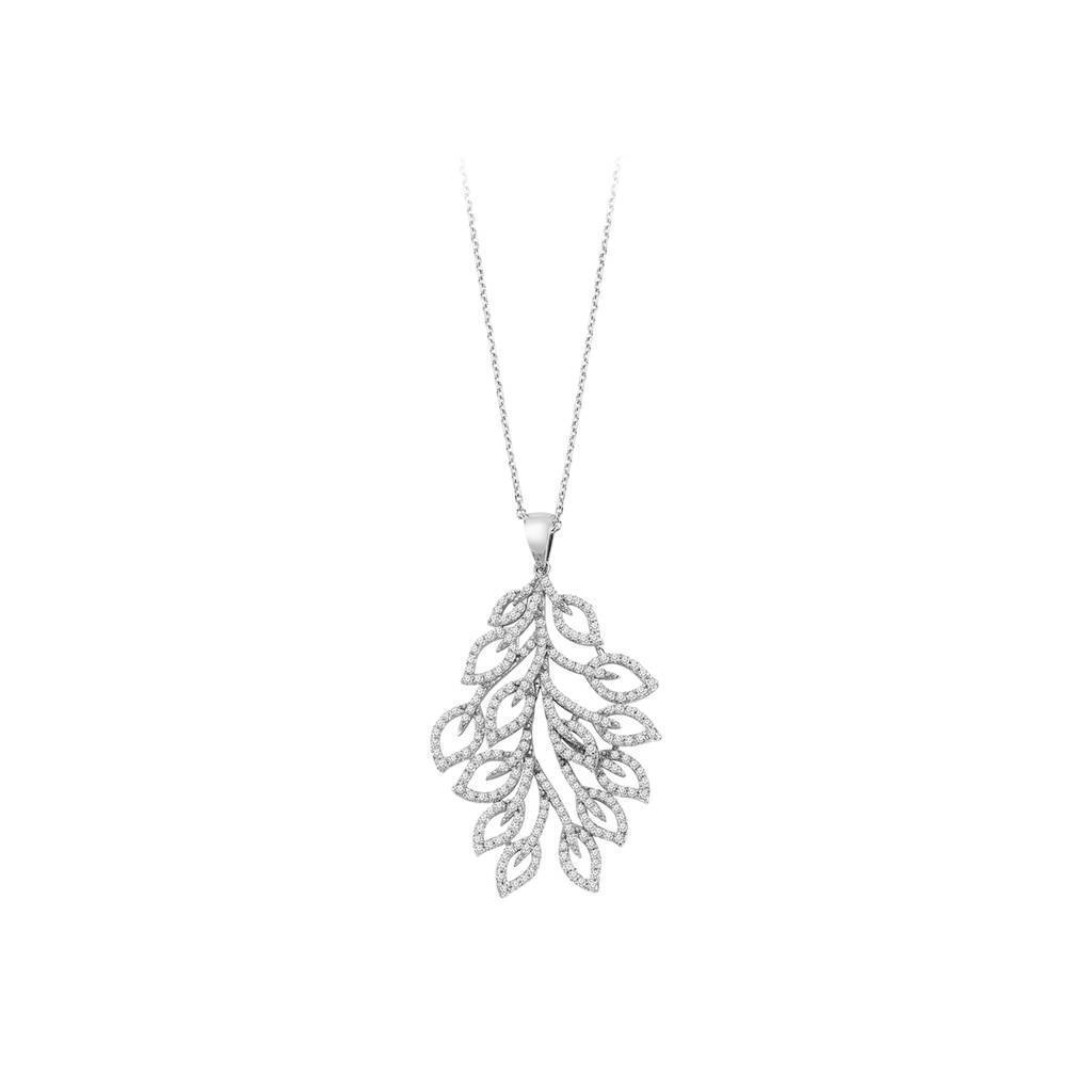 Collier de feuilles en faisceau de diamants