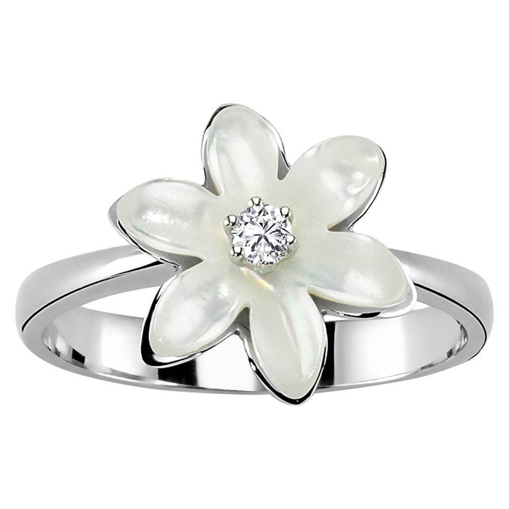 Diamond and Mother of Pearl Snowflake Ring