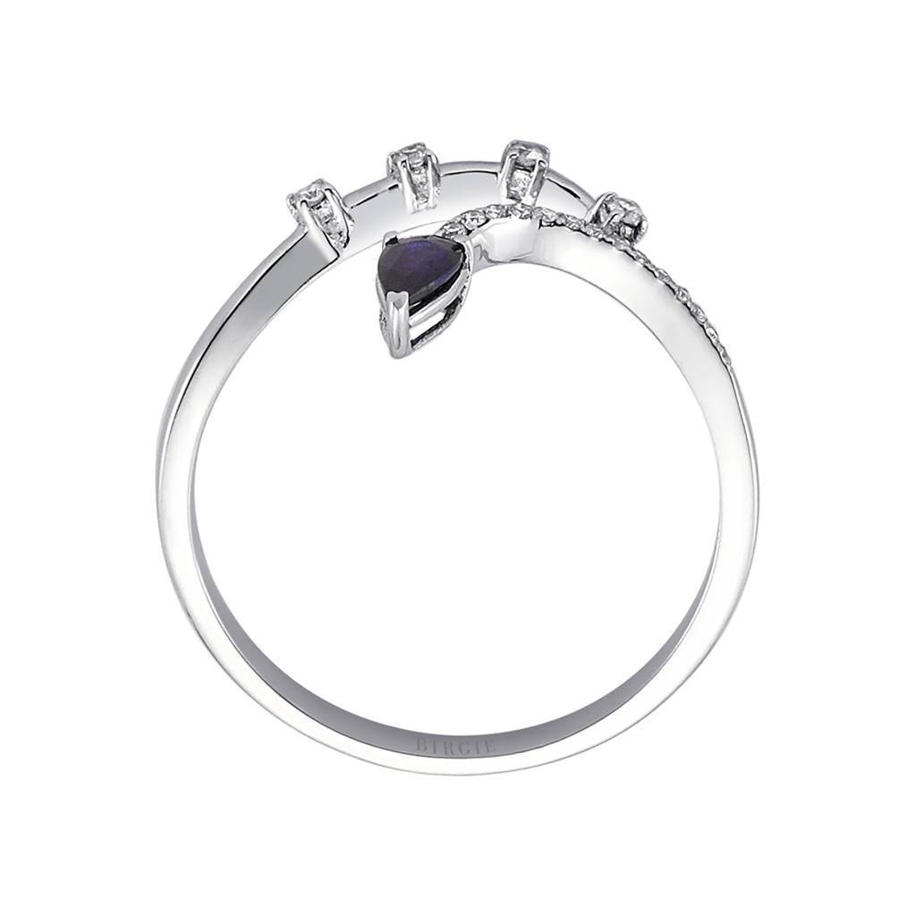 Diamond and drop sapphire ring