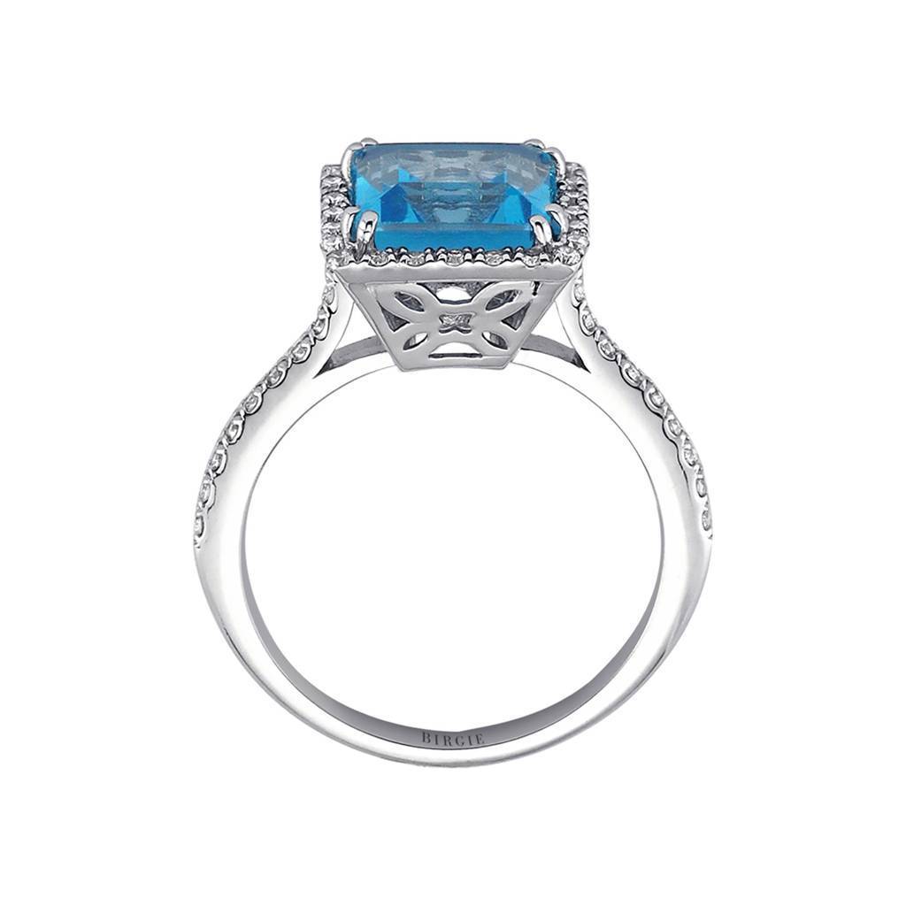 Diamond and Princess Blue Topaz Ring