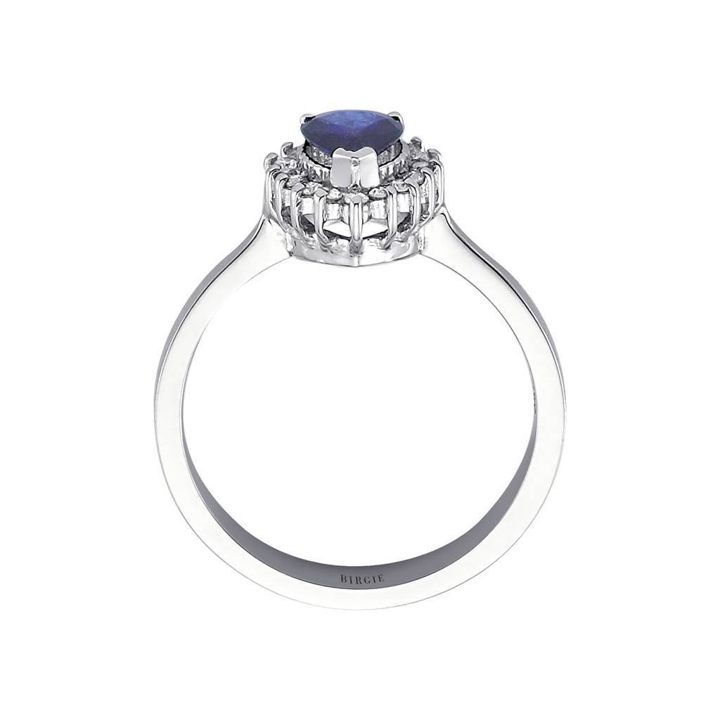 Diamond and teardrop sapphire ring