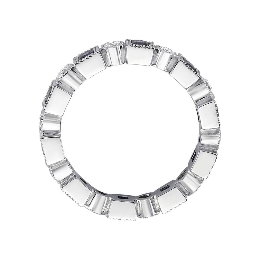 Bague pleine bande diamant et saphir taille princesse