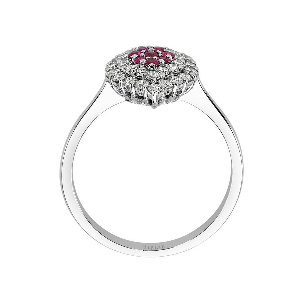 Double Row Diamond and Ruby Ring