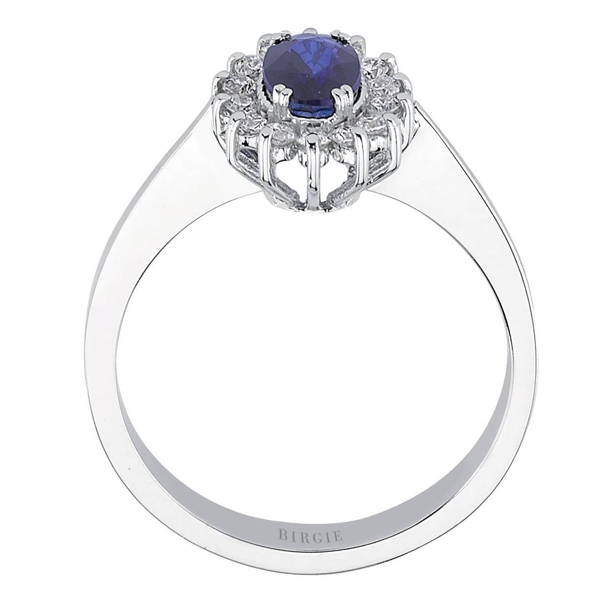 Bague Diamant et Saphir Ovale