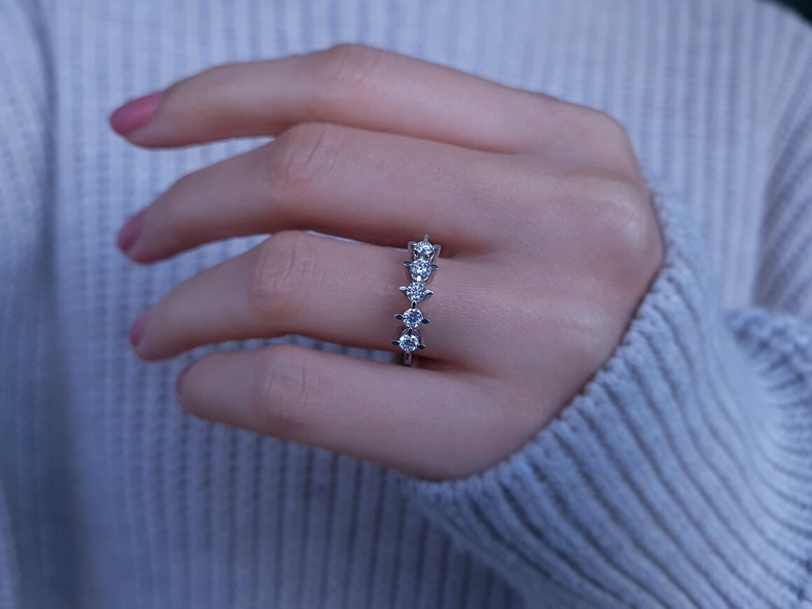Alliance 5 pierres diamant 0,45 carat