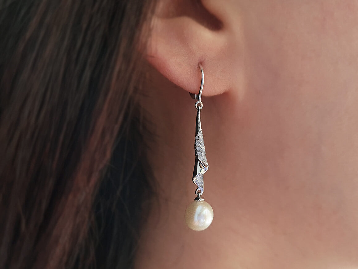 Diamond and pearl earrings