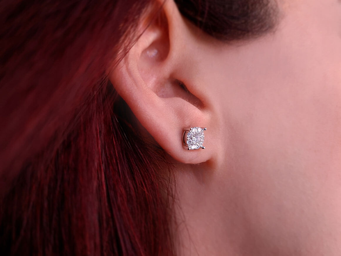 Boucles d'oreilles solitaires effet diamant 1,50 carat