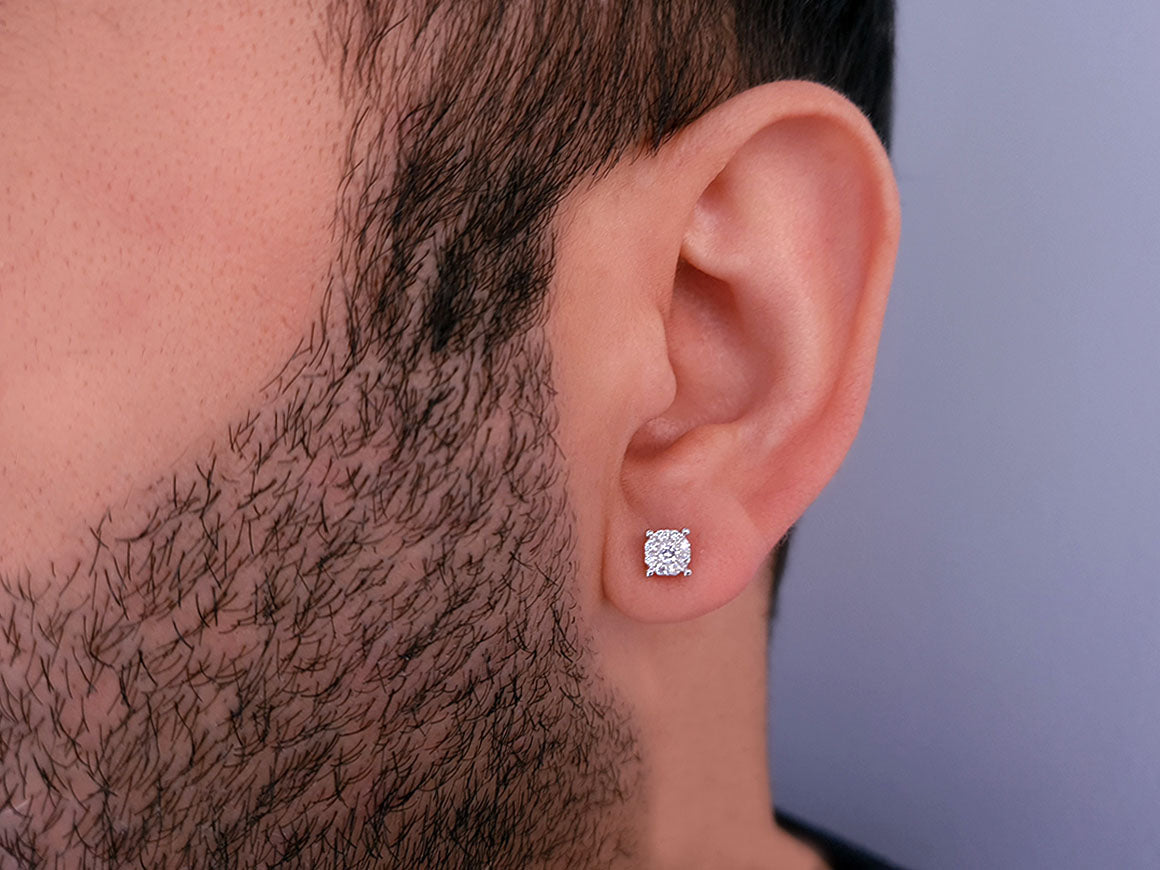 0.60 Carat Diamond Effect Solitaire Men's Stud Earrings