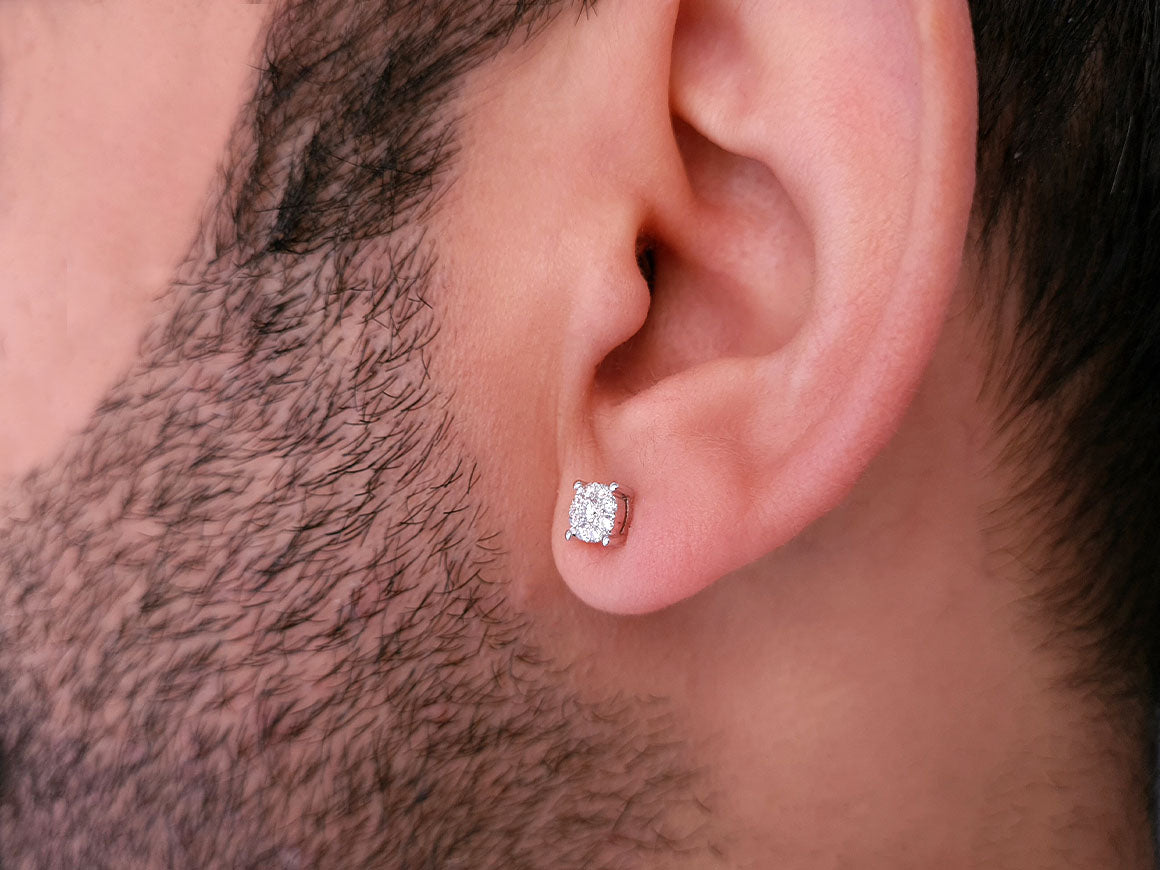 0.60 Carat Diamond Effect Solitaire Men's Stud Earrings