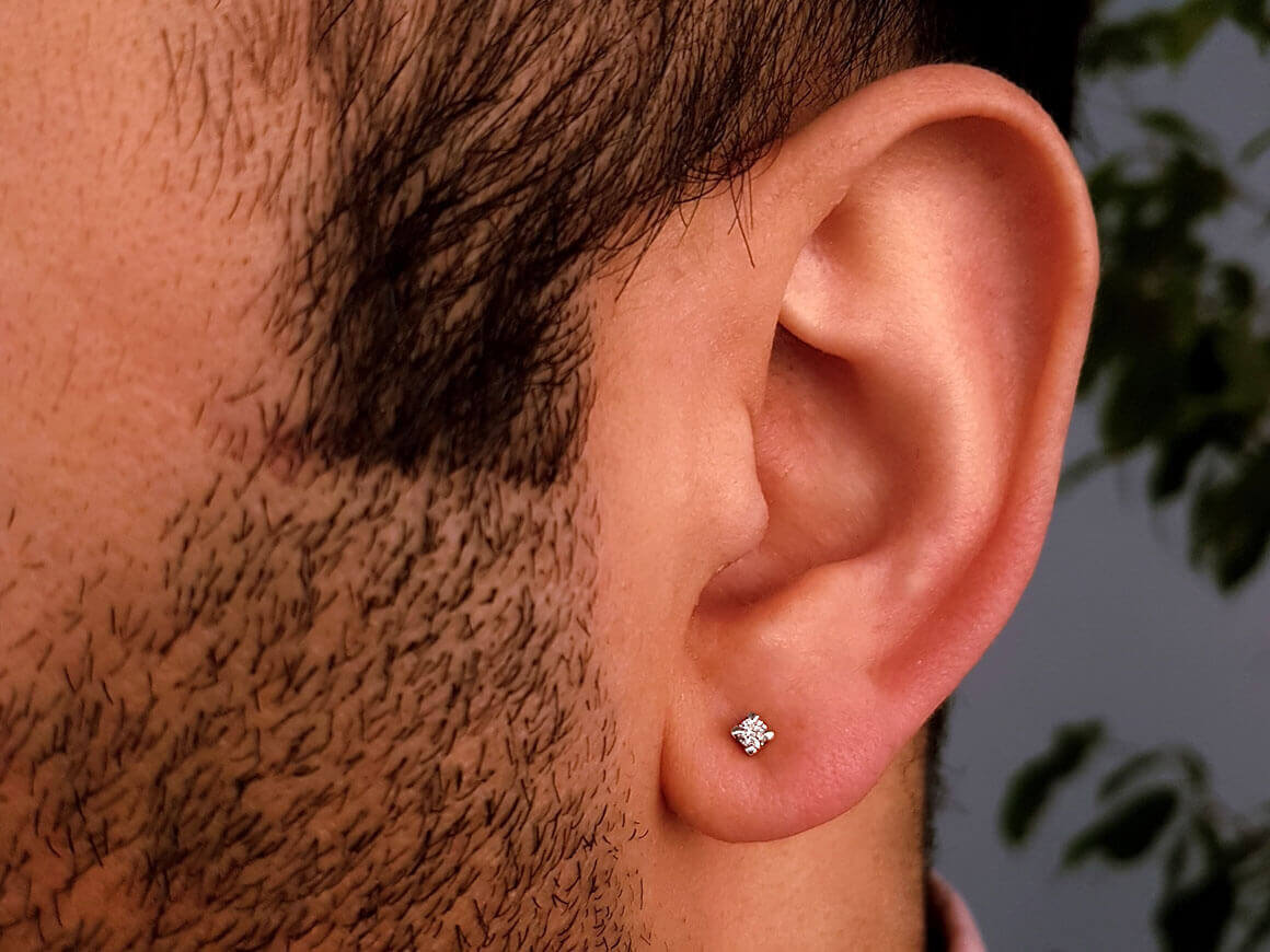 0.06 carat diamond solitaire men's stud earrings