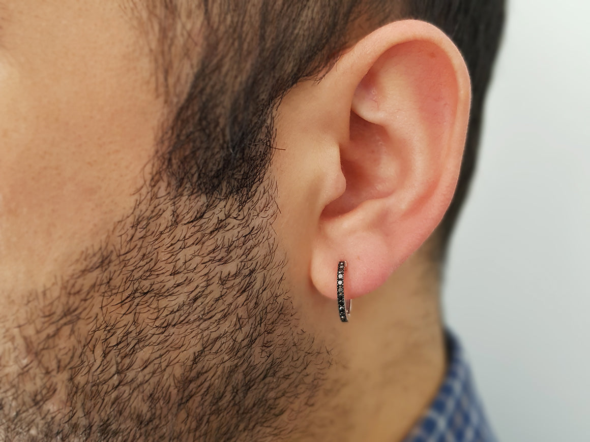 Black Diamond Men's Hoop Earrings