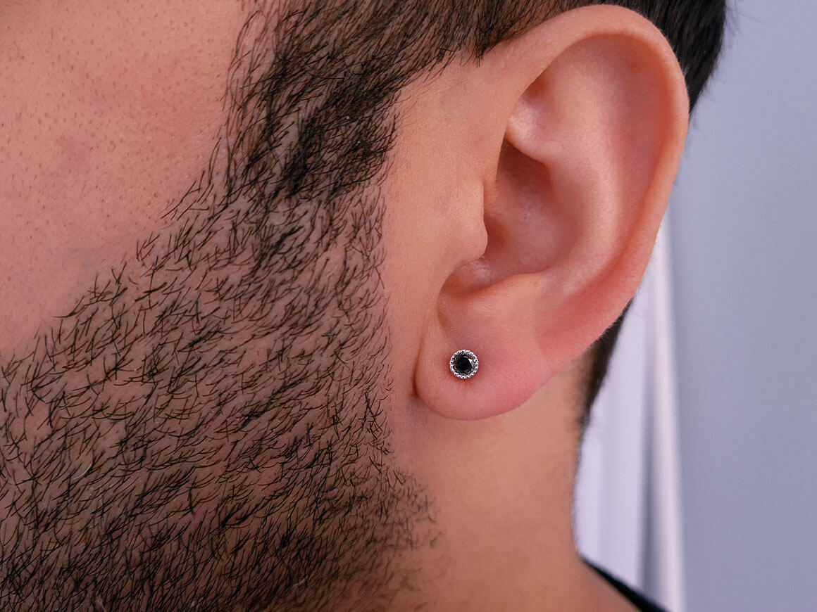 0.18 Carat Black Diamond Solitaire Men's Stud Earrings