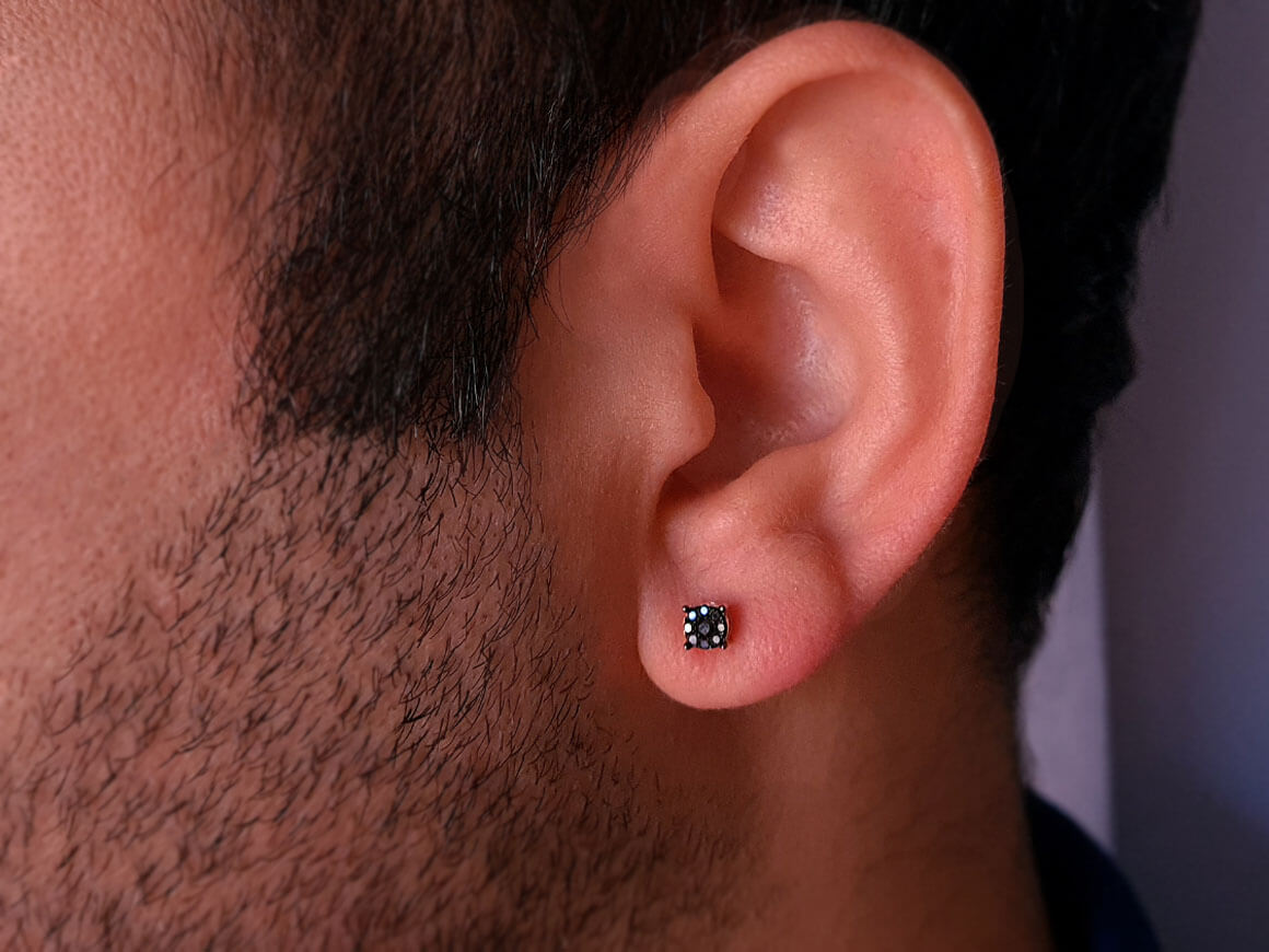 0.30 Carat Black Diamond Effect Solitaire Men's Stud Earrings