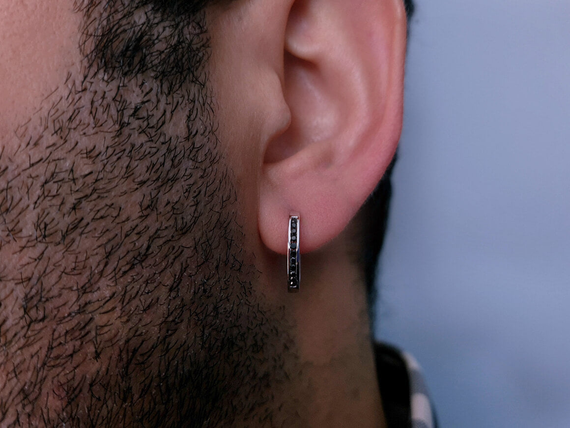 Black Diamond Men's Hoop Earrings