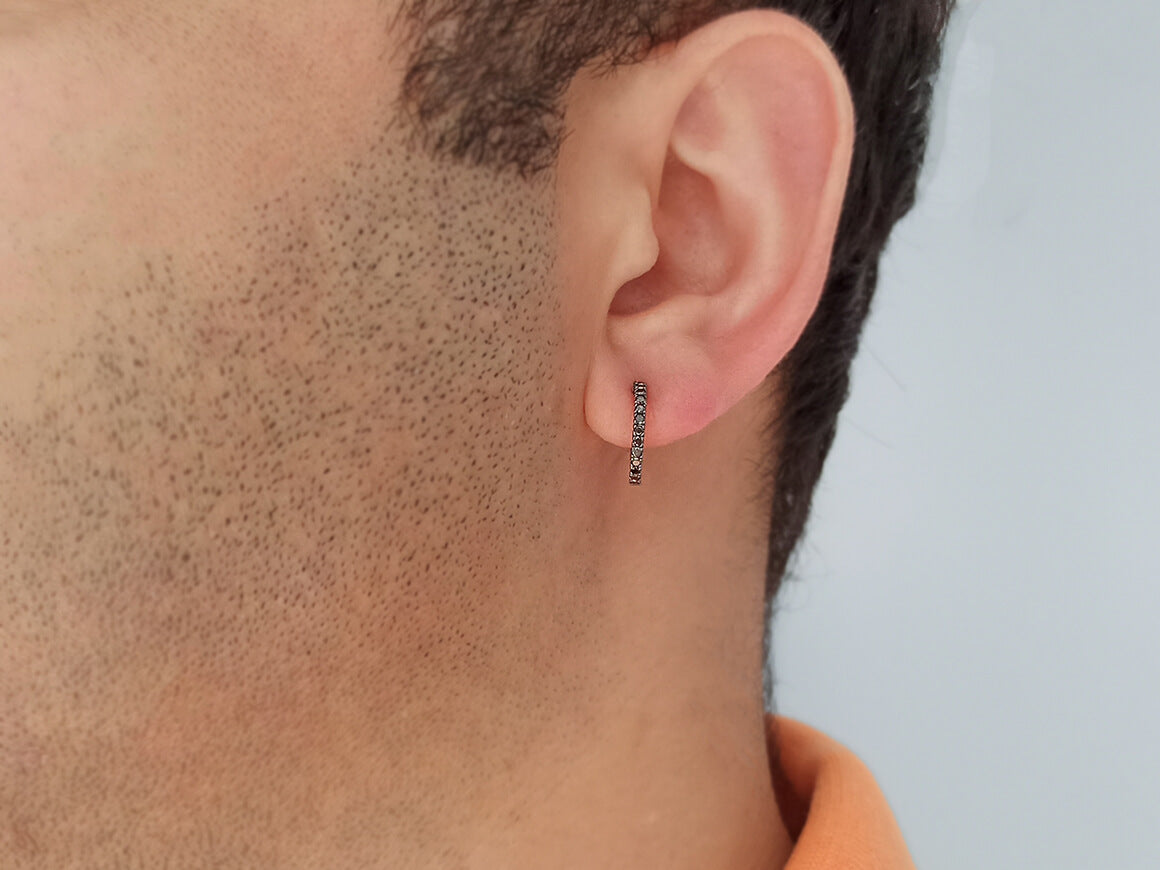 Black Diamond Men's Hoop Earrings